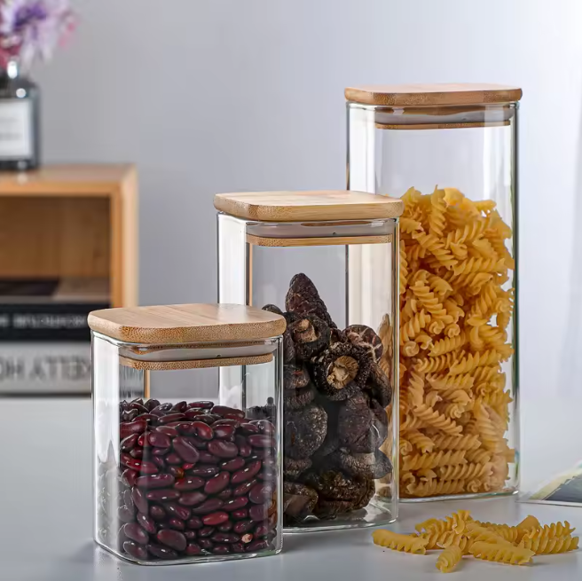 Latas de Vidrio Transparentes - Botellas de Almacenamiento