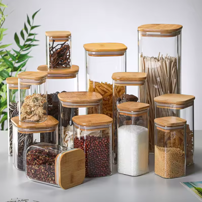 Latas de Vidrio Transparentes - Botellas de Almacenamiento